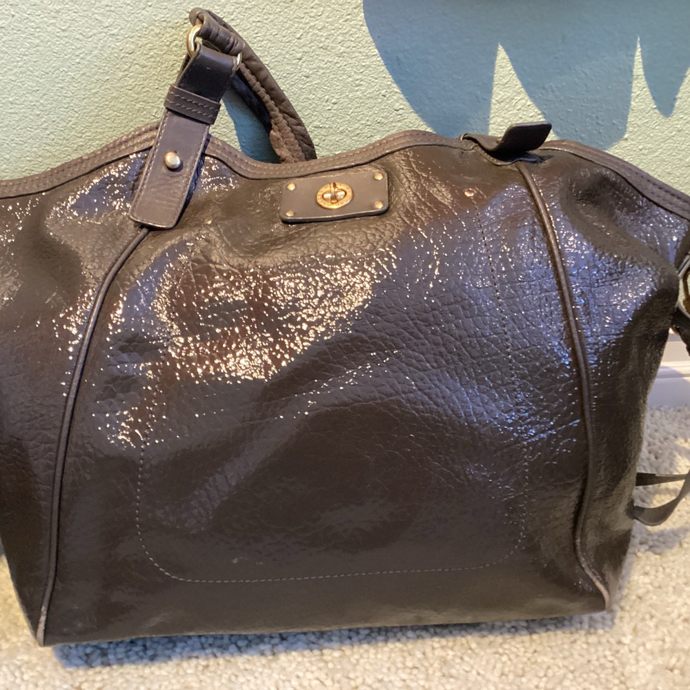 Marc By Marc Jacobs Chocolate Patent Leather Helena Turn Lock Satchel